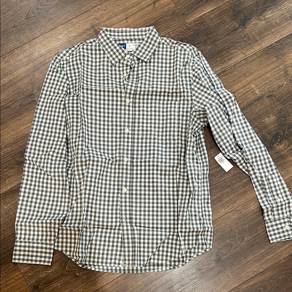 Old Navy Men's Checkered Shirt - Black and White